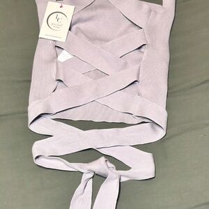 Free People Gray Crisscross Tank Top